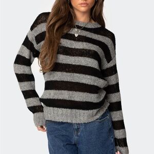 Gray and Black Light Crew Neck Oversized Sweater